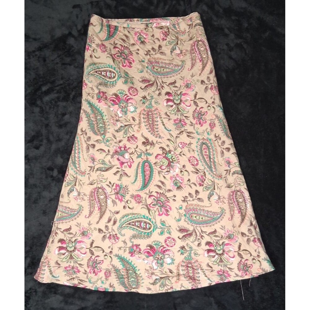 East 5th Linen Blend Y2K Maxi Skirt Paisley 10 Floral Boho Cottagecore Fairycore